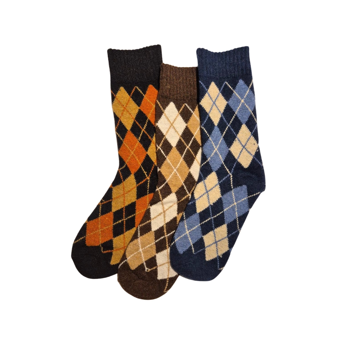 Socken mit Argyle- / Karomuster (3 Paar)
