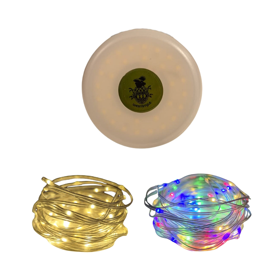 akkubetriebene 2in1 Campinglicht und Lichterkette