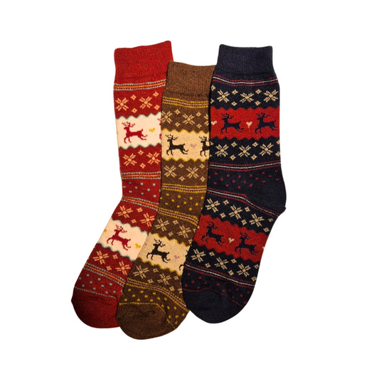 Weihnachtssocken mit Rentier (3 Paar)