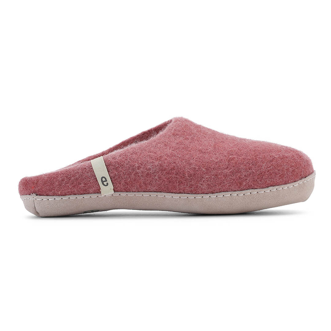 Egos Filzpantoffeln mit Ledersohle in dusty rose - altrosa von Scandista.ch