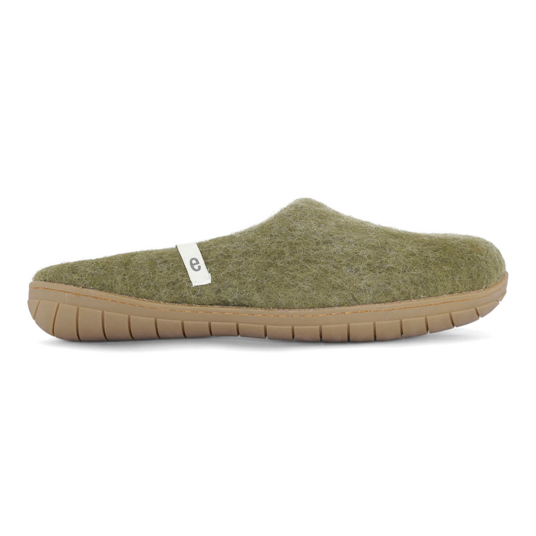 Egos Slipper mit Gummisohle in moss green, moosgrün - Scandista.ch